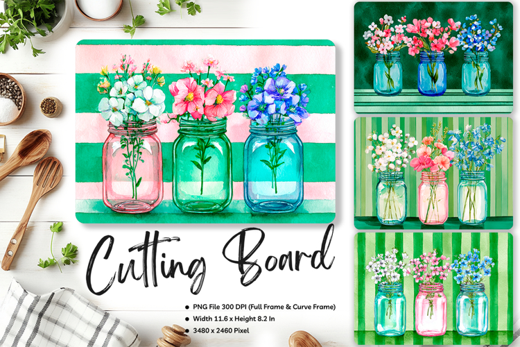 Flower Cutting Board Kitchen Chopping Board Sublimation_178