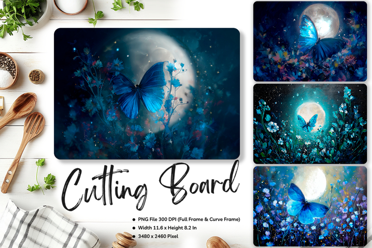Butterfly Cutting Board Kitchen Magic Moon Flower Chopping