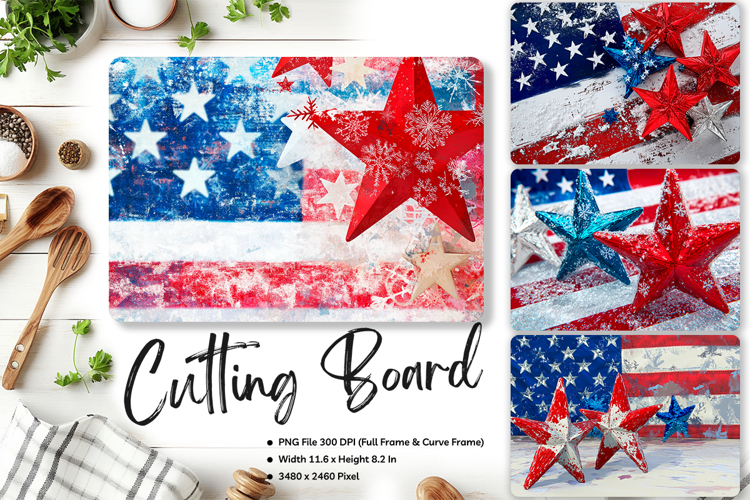 Patriotic Cutting Board USA Flag 4 of July Chopping Board208