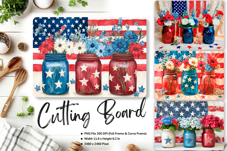 Patriotic Cutting Board USA Flag 4 of July Chopping Board210