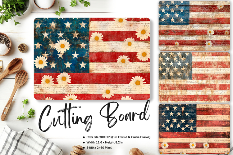 Patriotic Cutting Board USA Flag 4 of July Chopping Board211 example image 1