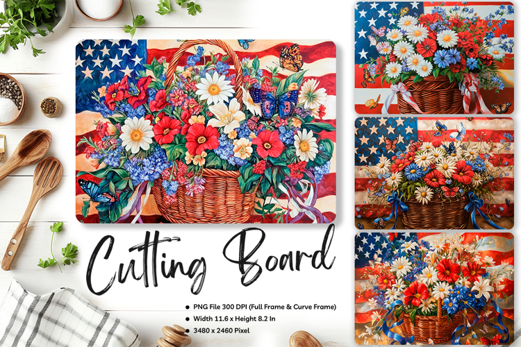 Patriotic Cutting Board USA Flag 4 of July Chopping Board216 example image 1