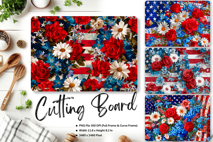 Patriotic Cutting Board USA Flag 4 of July Chopping Board217 example image 1