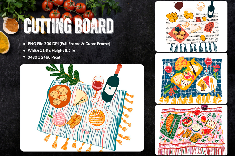 Picnic Cutting Board Summer Parties Chopping Board_28 example image 1