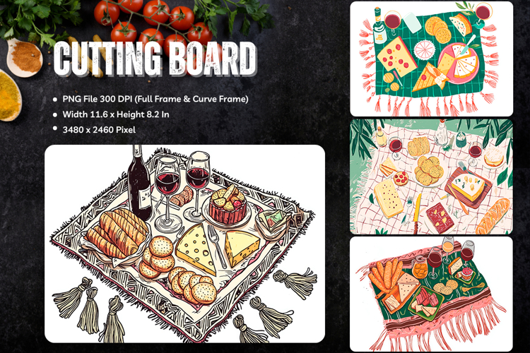 Picnic Cutting Board Summer Parties Chopping Board_29 example image 1