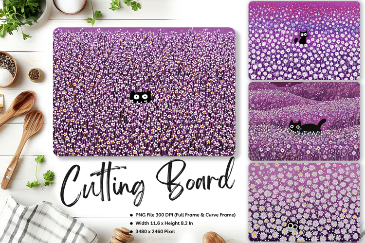 Cat Cutting Board Cat Flower Pet Animal Chopping Board_36