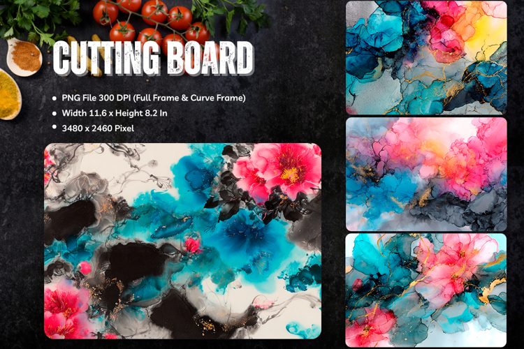 Alcohol Ink Watercolor Cutting Board Chopping Board_37 example image 1
