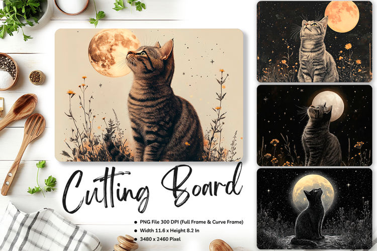 Cat Cutting Board Cat Flower Pet Animal Chopping Board_38