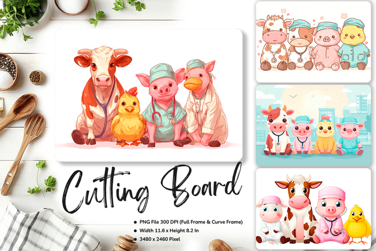 Farm Animal Cutting Board Farmhouse Chopping Board_45