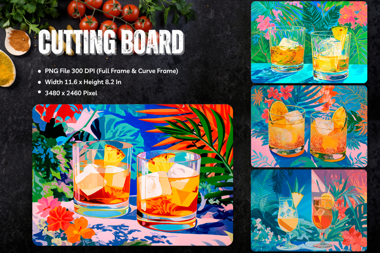 Cocktail Cutting Board Kitchen Chopping Board Party
