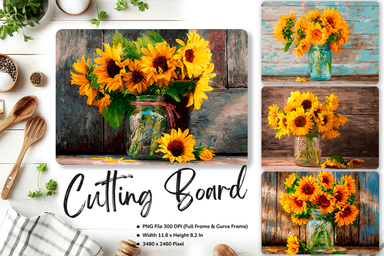 Sunflower Cutting Board Kitchen Chopping Board Sublimation61