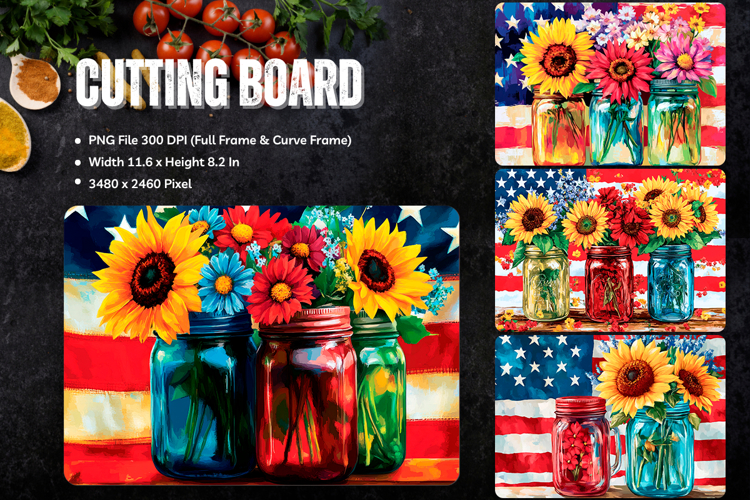 Patriotic Cutting Board USA Flag 4 of July Chopping Board_7