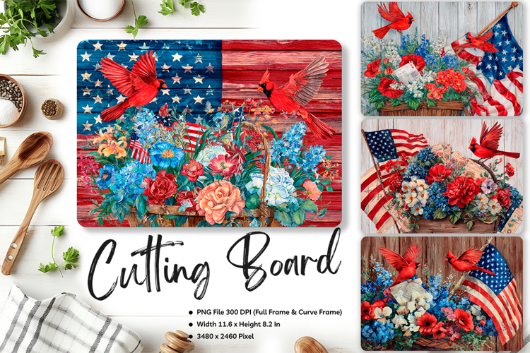 Patriotic Cutting Board USA Flag 4 of July Chopping Board_70