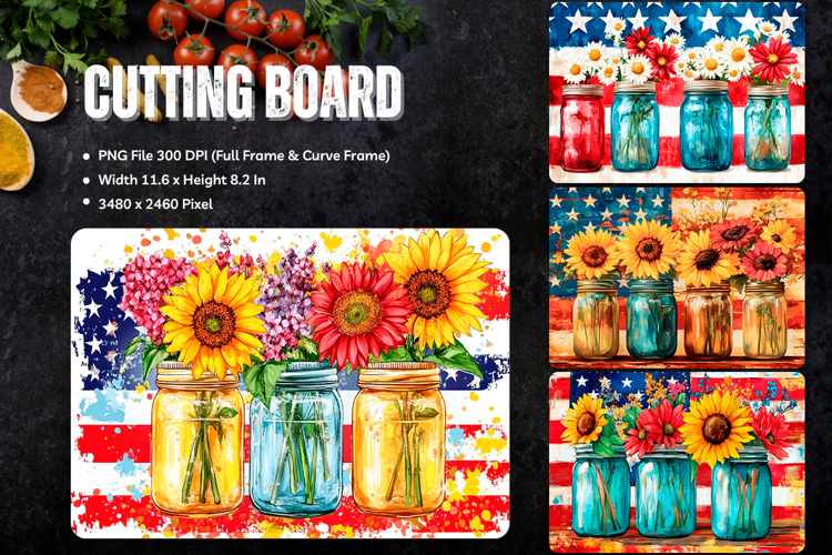 Patriotic Cutting Board USA Flag 4 of July Chopping Board_8