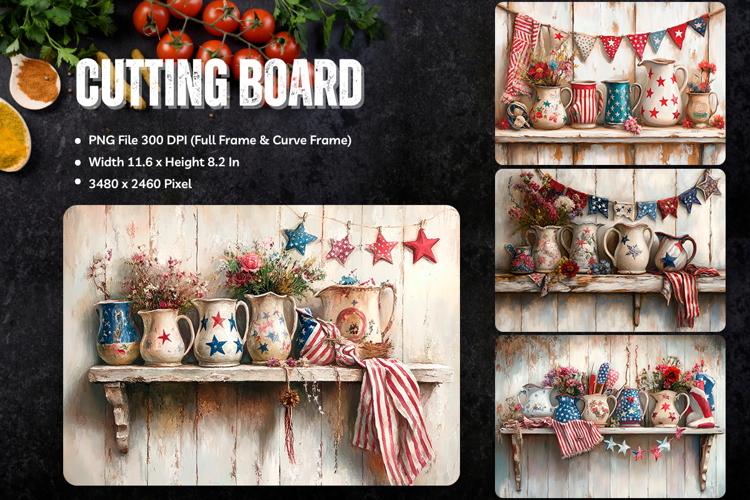 Patriotic Cutting Board USA Flag 4 of July Chopping Board_81