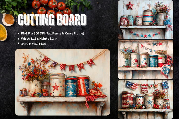 Patriotic Cutting Board USA Flag 4 of July Chopping Board_82