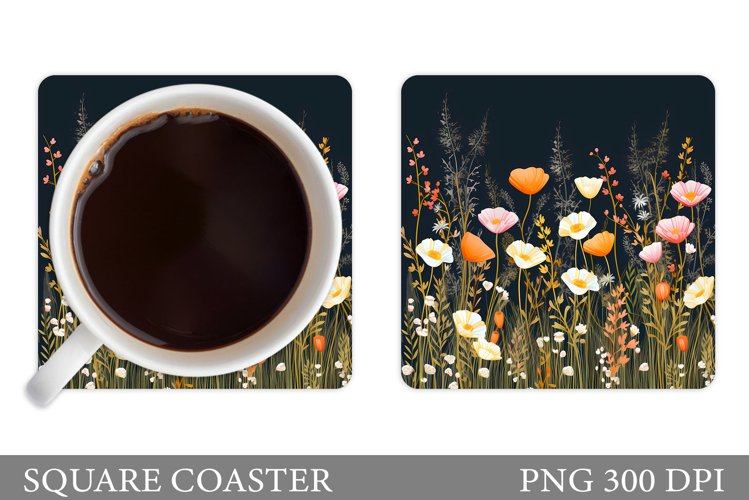 Flowers Coaster Design. Flowers Coaster Sublimation example image 1