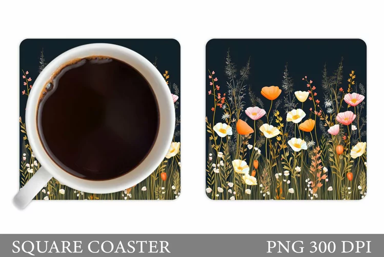Flowers Coaster Design. Flowers Coaster Sublimation