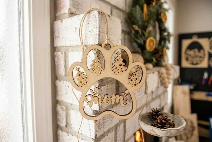 Dog Paw Christmas Tree Ornament Laser Cut File
