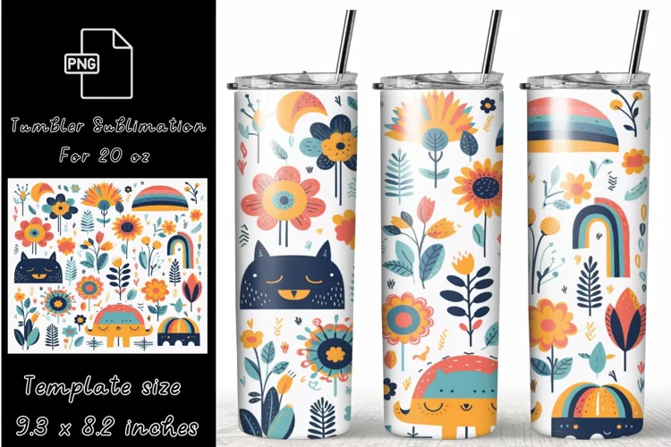 Boho Flowers 20 oz Tumbler Wrap Sublimation