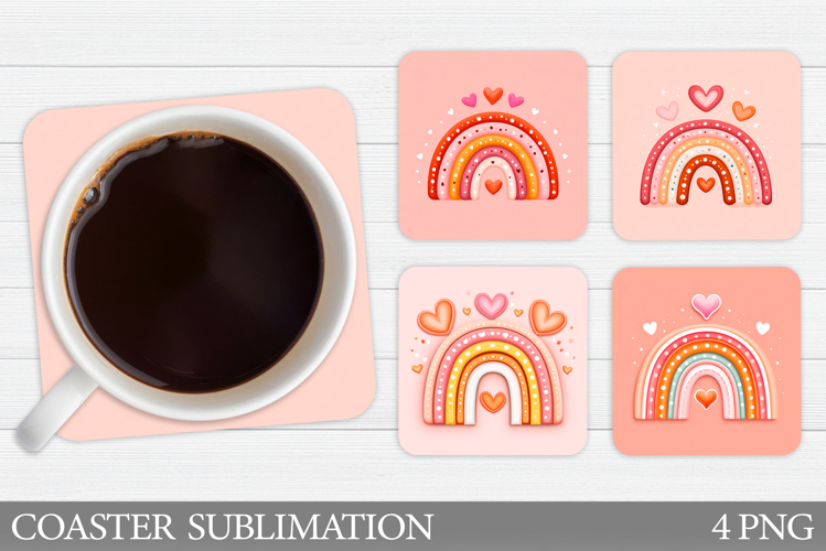 Valentines Rainbow Coaster. Valentines Coaster Sublimation