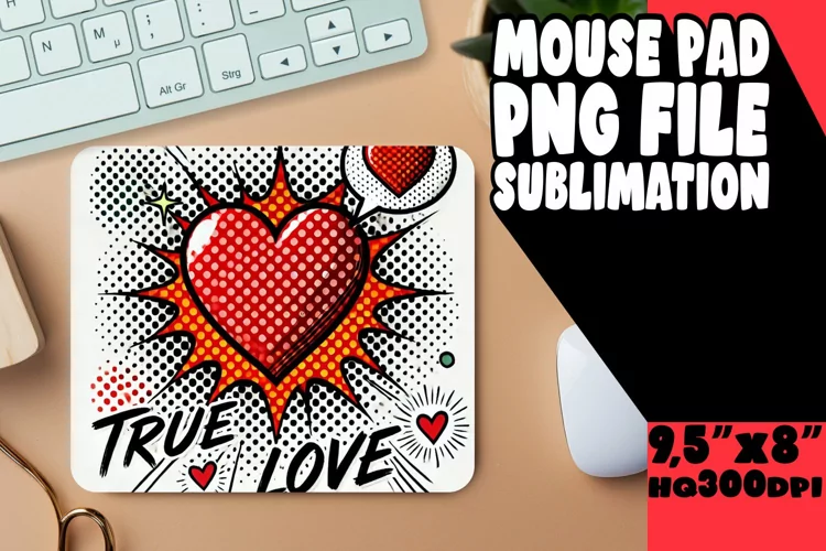 Bright Mouse Pad Design Sublimation, 3D Heart