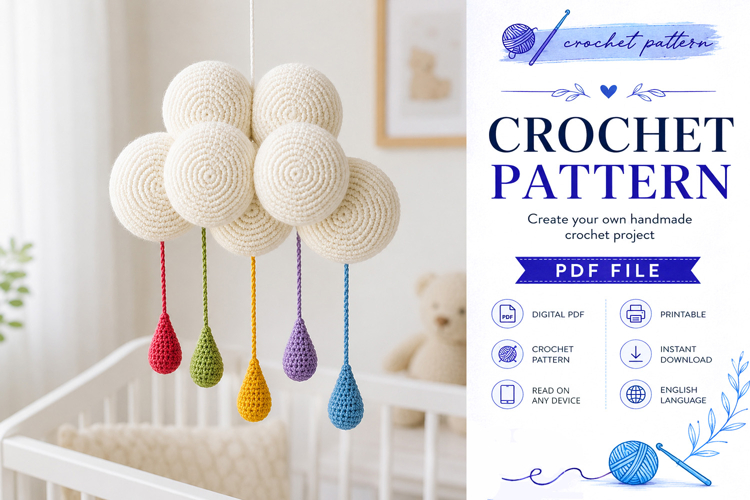 Crochet Cloud Mobile Pattern PDF