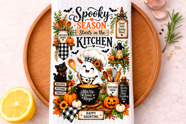 Halloween Kitchen Towel PNG, Funny Halloween PNG, example image 1