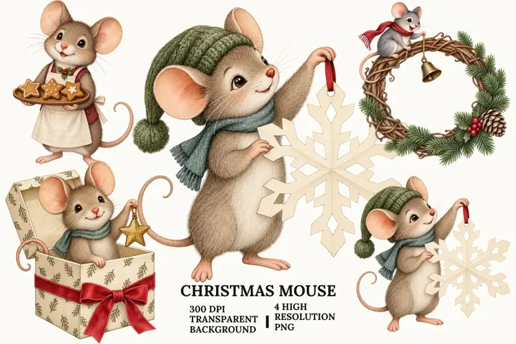 Christmas Mouse PNG, Gingerbread Cookie Winter Sublimation