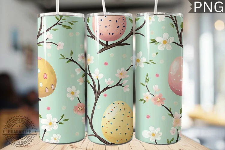 Spring Easter Tumbler Wrap - High Quality 300 Dpi