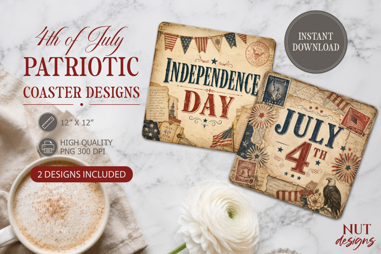 Independence Day Coaster Designs Retro 4th of July coaster
