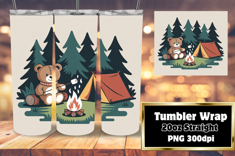 Inspired 20oz Tumbler Wrap Template , Cute Bear