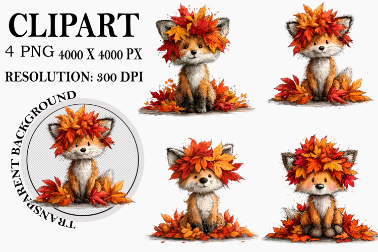 Whimsical Woodland Fall Animals Clipart Watercolor PNG