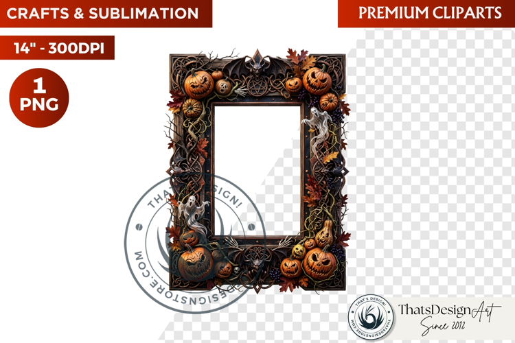 Harvest of Haunts Halloween Gothic Frame PNG, autumn clipart