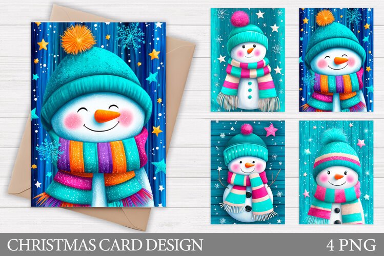 Snowman Card Printable. Christmas Card Design example image 1