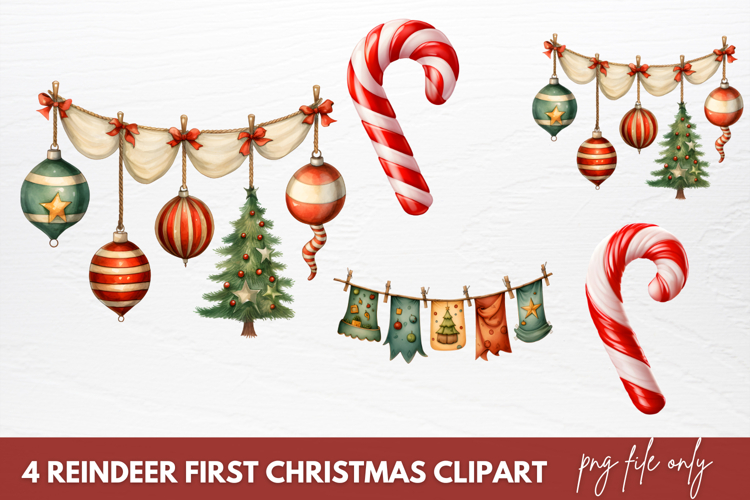 Reindeer First Christmas Clipart Sublimation