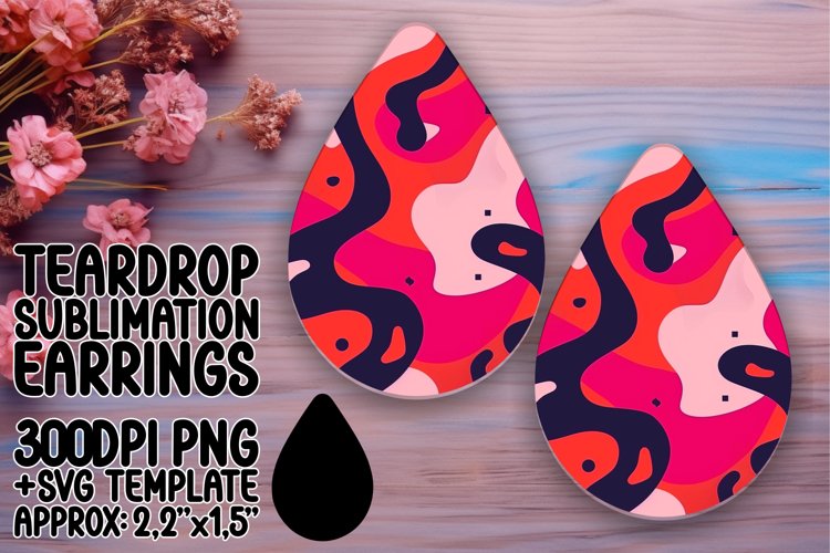 Funky Neon Pattern Teardrop Earring Sublimation