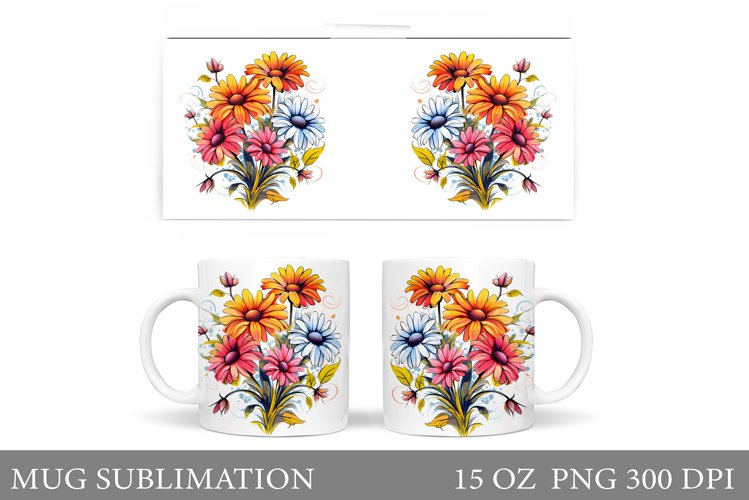 Flowers Mug Wrap Sublimation. Flowers Mug Wrap Design