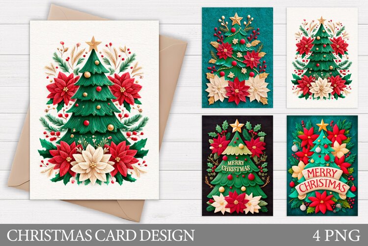 Christmas Card Printable. Christmas Tree Card Design example image 1