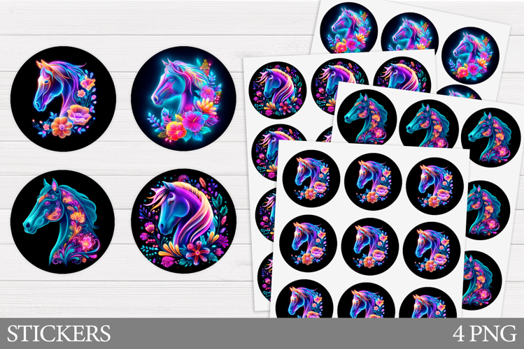 Horse Sticker Design. Horse Flowers Sticker Printable