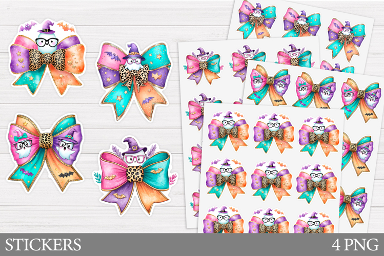Halloweeen Bow Sticker Printable. Halloween Sticker Design