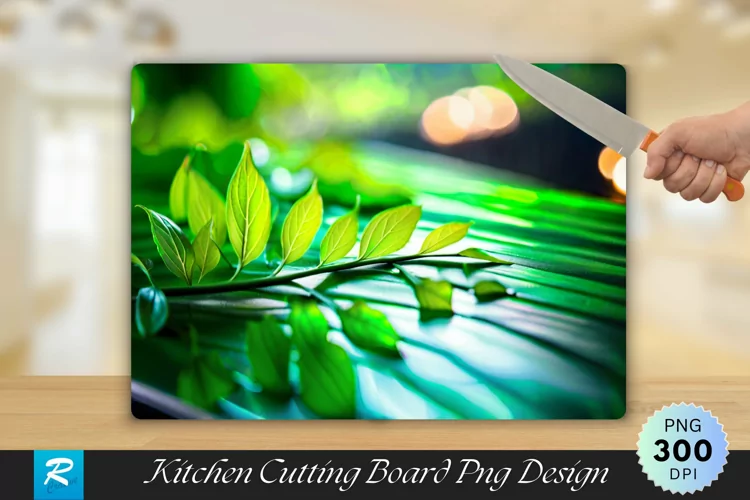 Green Leaves Cutting Board Sublimation Design