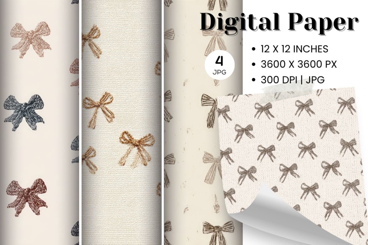 Bow Ribbon Background Bow Digital Paper Pattern Wallpaper_3
