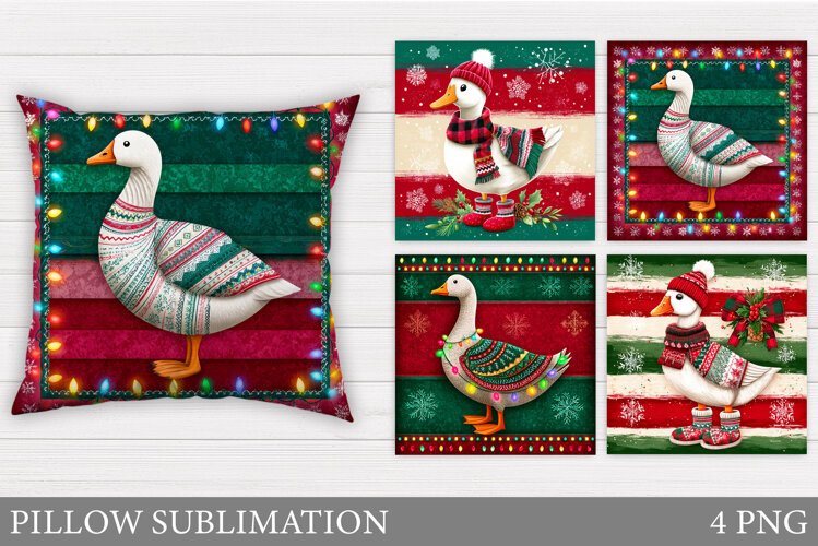 Christmas Goose Pillow Design. Christmas Sublimation example image 1