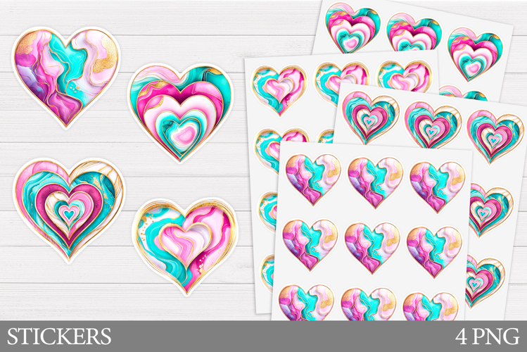 Hearts Stickers Printable. Valentines Sticker Design