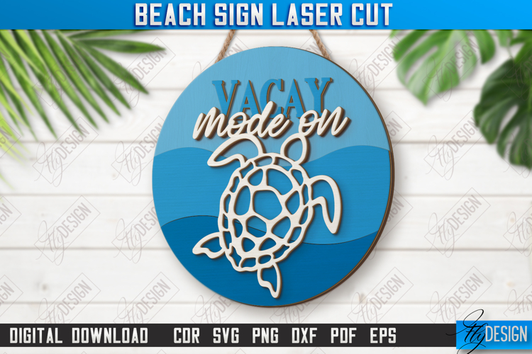 Beach Sign Laser Cut | Summer Front Door Decor | Wall Signs example image 1