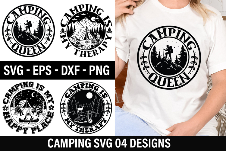 Camping Quotes SVG Design - Camping Is My Happy Place