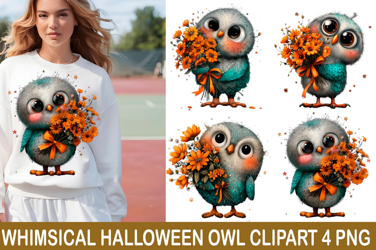 Whimsical Halloween Owl Clipart