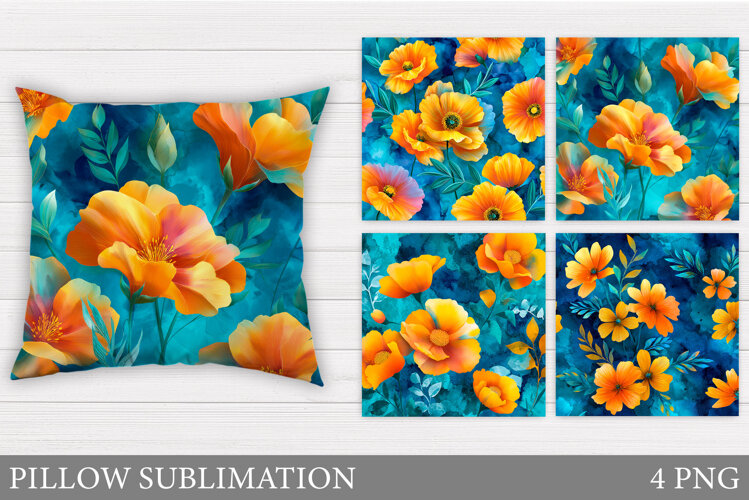 Flowers Pillow Design. Floral Pillow Sublimation example image 1