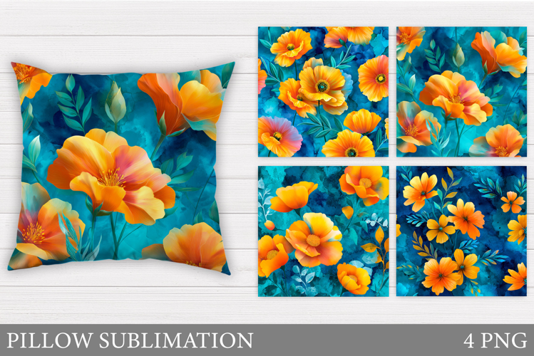 Flowers Pillow Design. Floral Pillow Sublimation